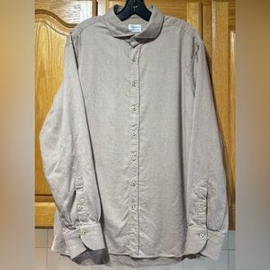 Stenstroms Men’s Beige Fitted Body Twofold Super Cotton Button Up Shirt 3XL EUC